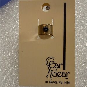 Ear Gear Gold Tone Ear Cuff with Black Stone